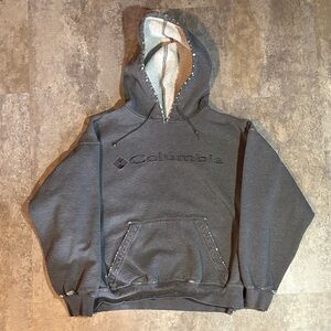 Columbia Gray Men's Hoodie Sweater Distressed Heavily